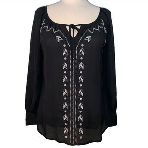 💛 Black and Silver tie Blouse